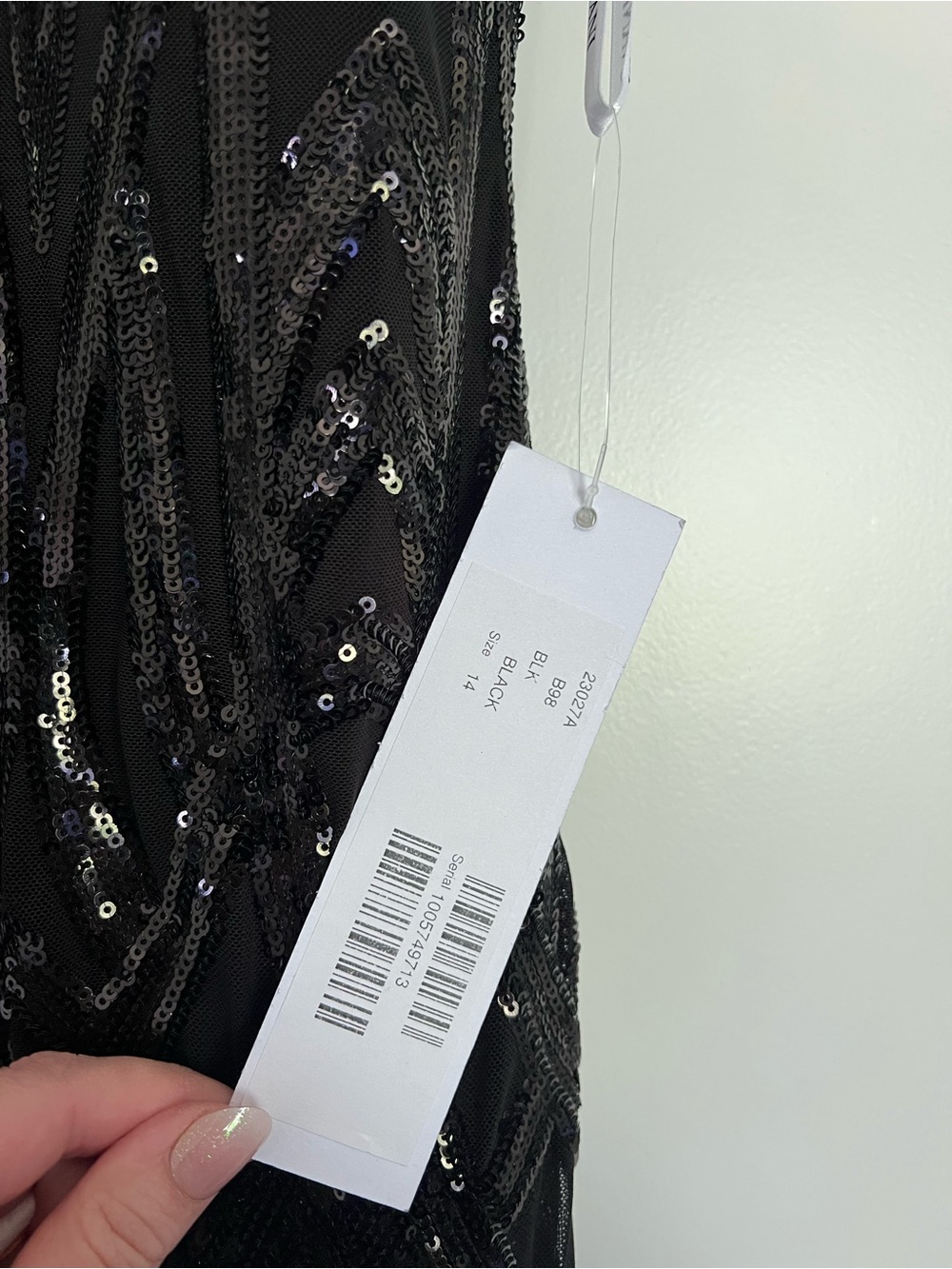 NWT Jovani Black Sequin Embellesed Mermaid Gown Style 23027 Size 14 - Picture 5 of 9